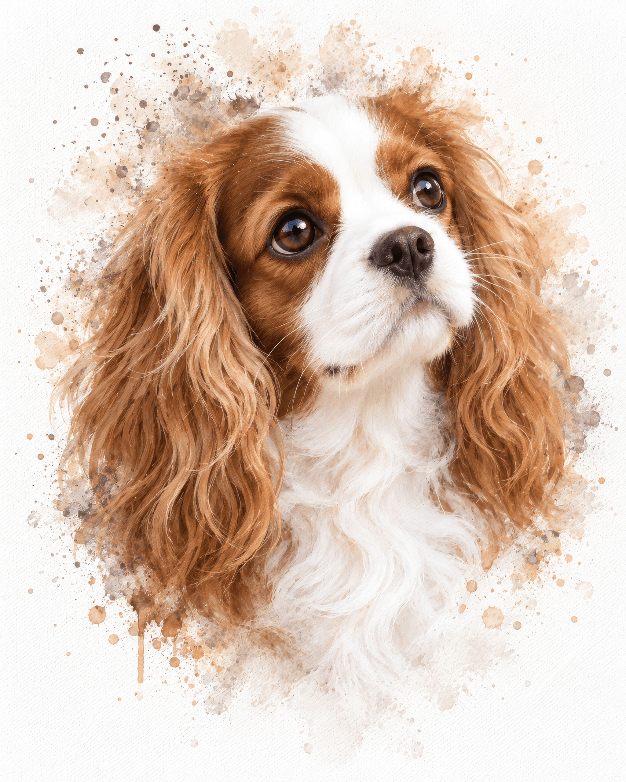 Watercolour-style Cavalier King Charles Spaniel portrait